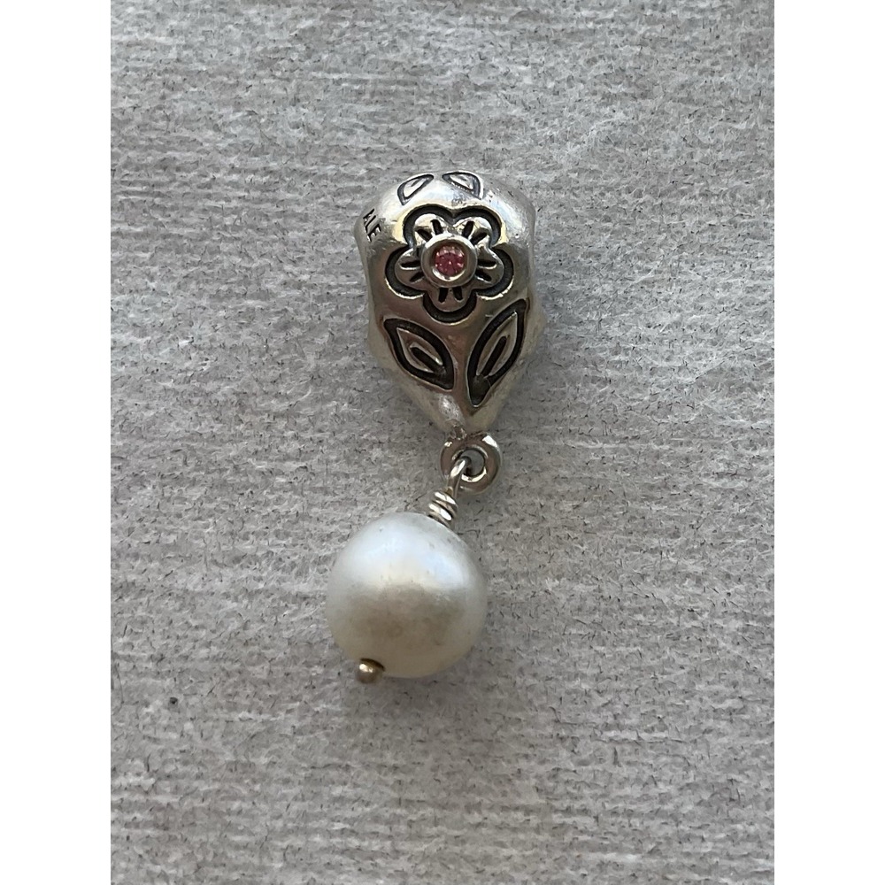 retired Pandora Pearl Flower Bloom sterling silver dangle charm ALE 925